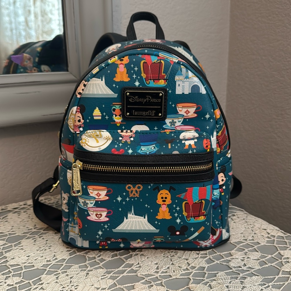 LOUNGEFLY DISNEY PARKS MINIS SNACKS AND ATTRACTIONS BACKPACK